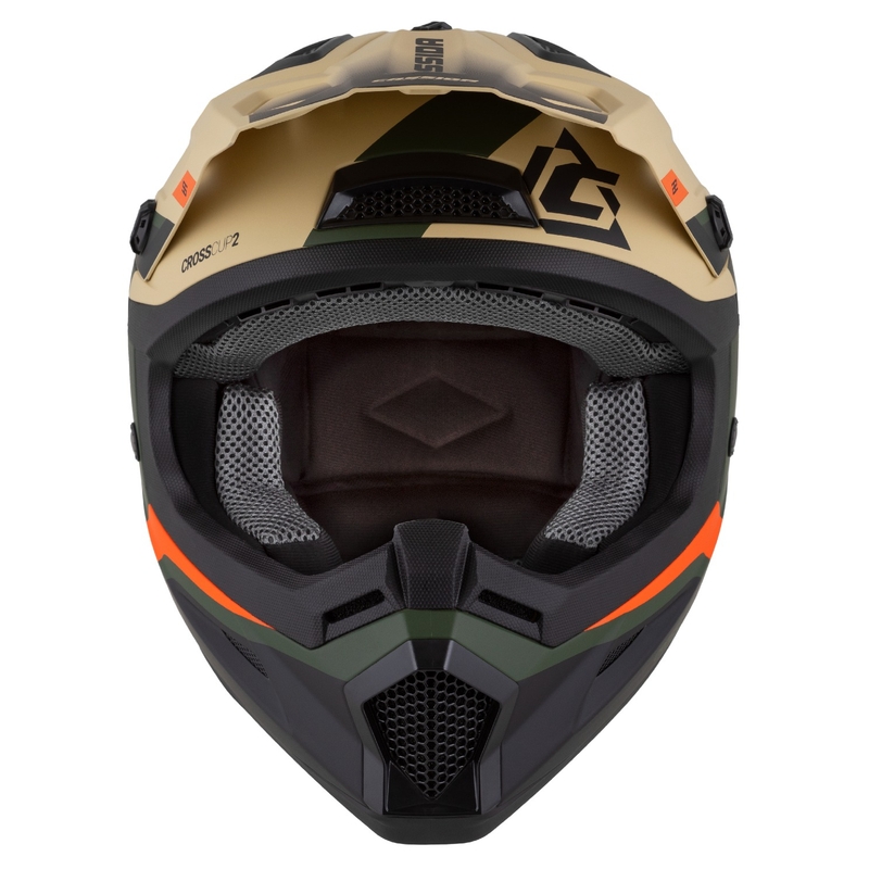 Motocross-Motorradhelm Cassida Cross Cup 2 Napa matt sand-grün-orange-schwarz