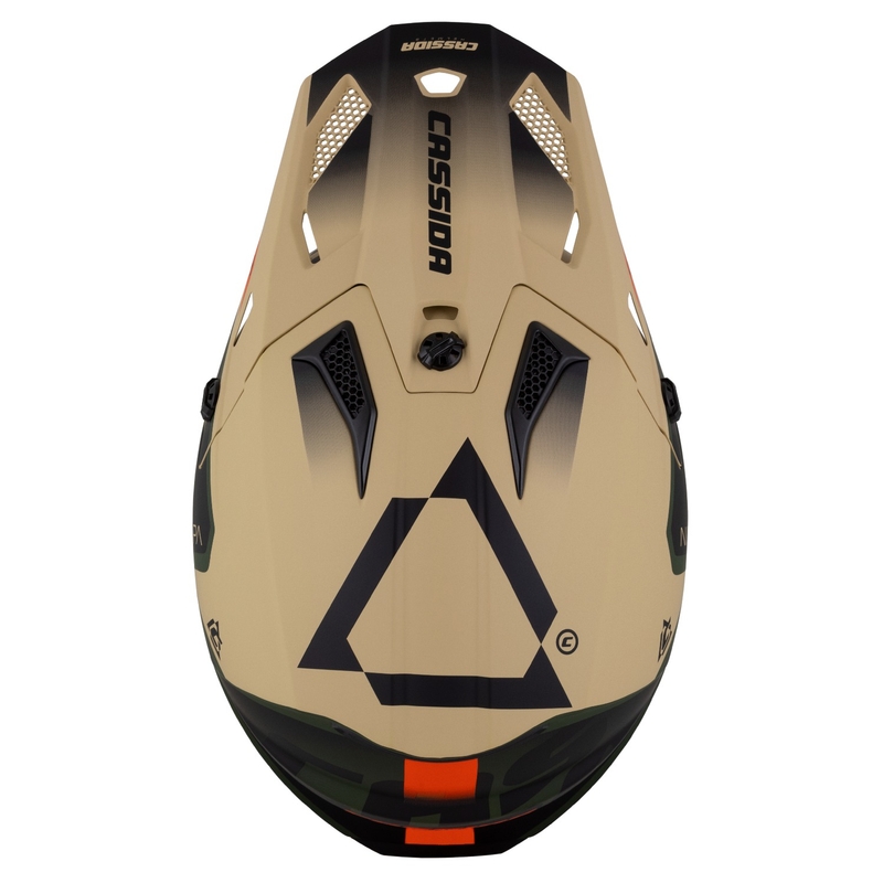 Motocross-Motorradhelm Cassida Cross Cup 2 Napa matt sand-grün-orange-schwarz