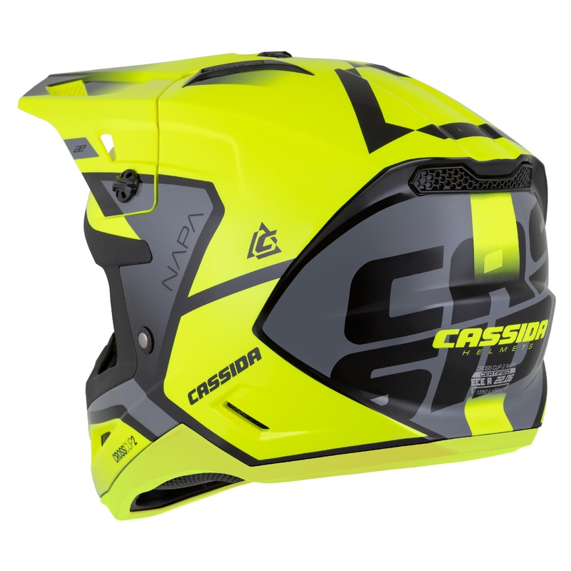 Motocross-Motorradhelm Cassida Cross Cup 2 Napa fluo gelb-schwarz-perlgrau