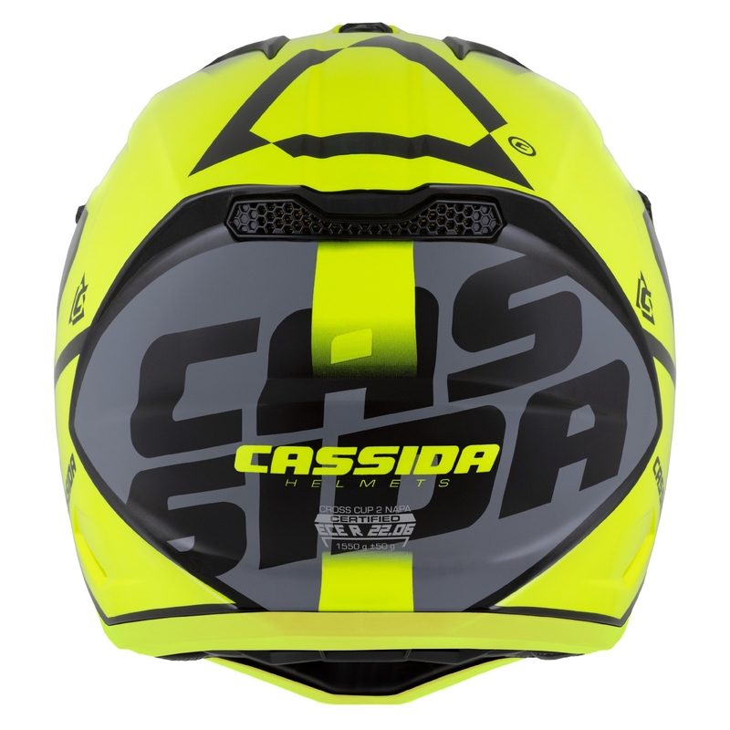 Motocross-Motorradhelm Cassida Cross Cup 2 Napa fluo gelb-schwarz-perlgrau