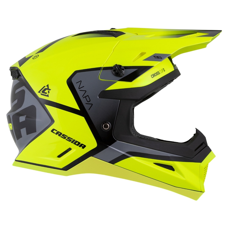 Motocross-Motorradhelm Cassida Cross Cup 2 Napa fluo gelb-schwarz-perlgrau