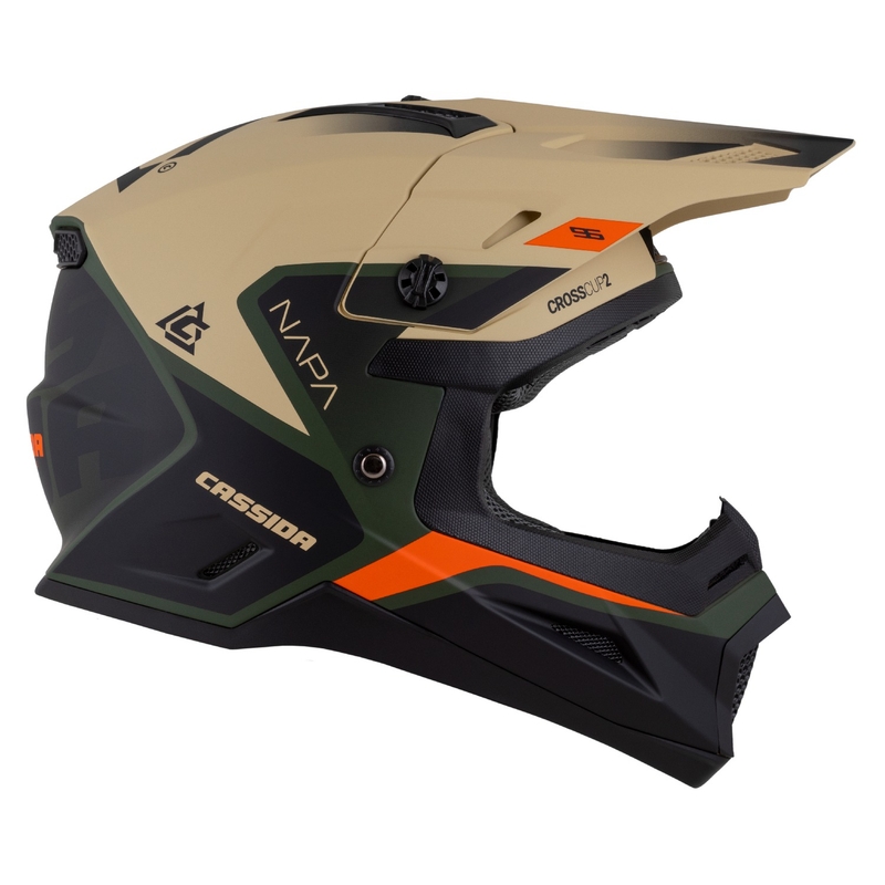 Cassida Cross Cup 2 Napa Matt Sand-Grün-Orange-Schwarz Kinder-Motocross-Motorradhelm