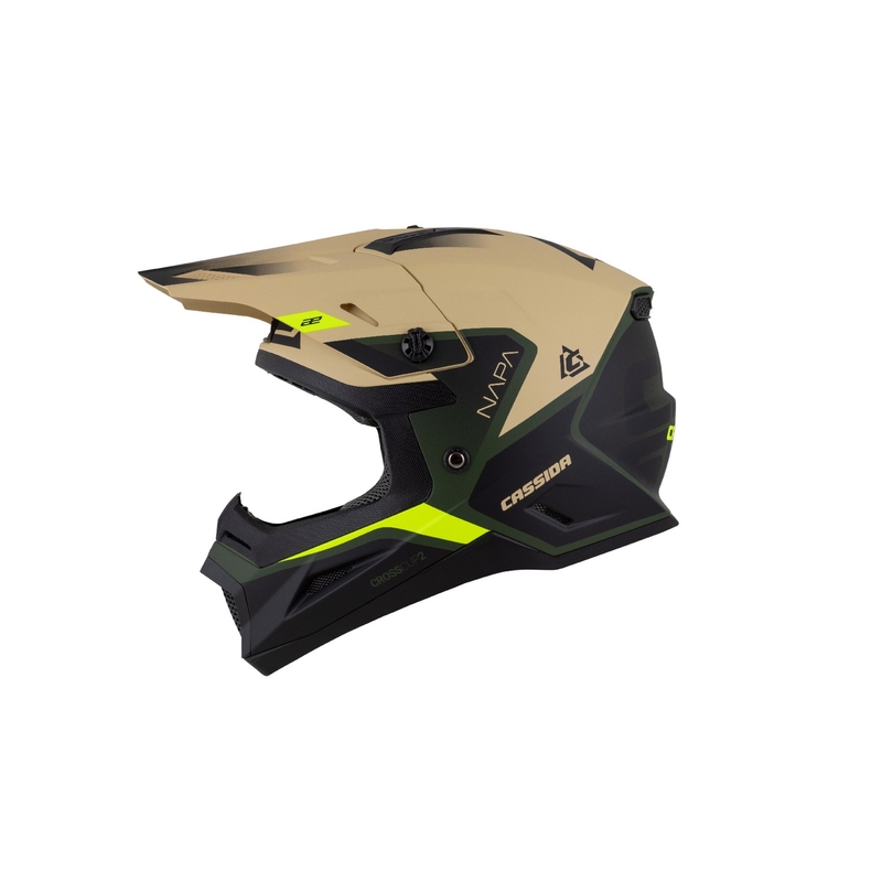 Cassida Cross Cup 2 Napa Matt Sand-Grün-Fluo Gelb-Schwarz Kinder-Motocross-Motorradhelm