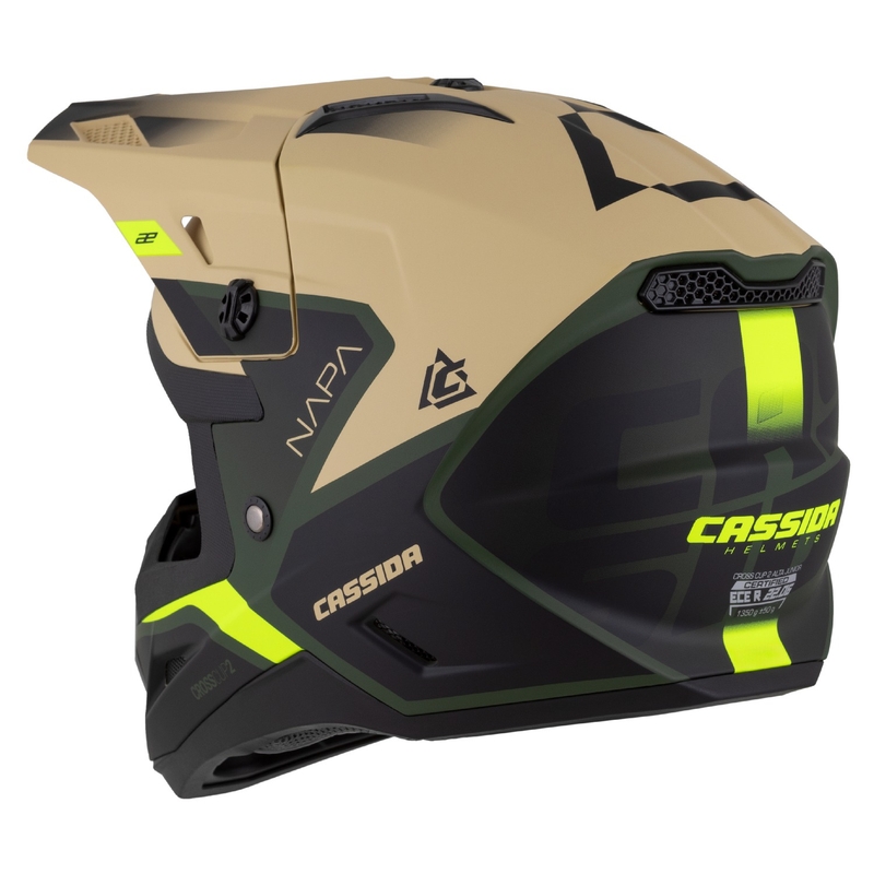 Cassida Cross Cup 2 Napa Matt Sand-Grün-Fluo Gelb-Schwarz Kinder-Motocross-Motorradhelm
