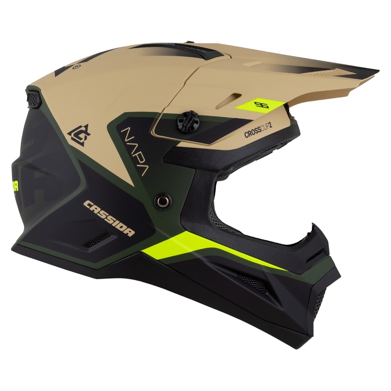 Cassida Cross Cup 2 Napa Matt Sand-Grün-Fluo Gelb-Schwarz Kinder-Motocross-Motorradhelm