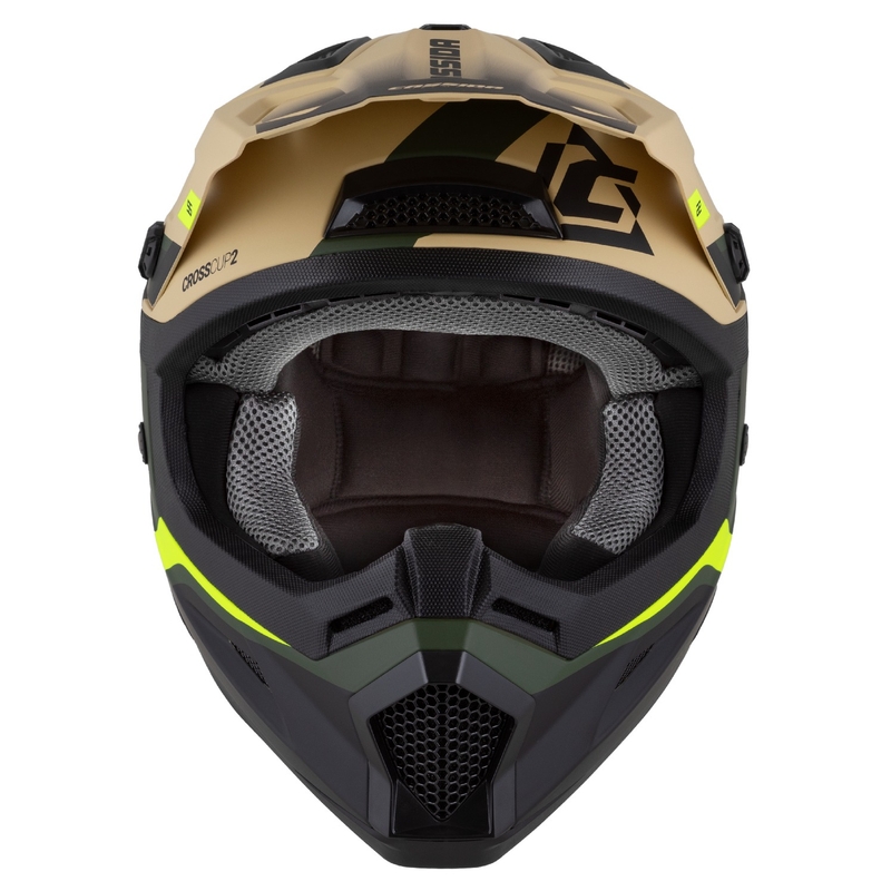 Cassida Cross Cup 2 Napa Matt Sand-Grün-Fluo Gelb-Schwarz Kinder-Motocross-Motorradhelm