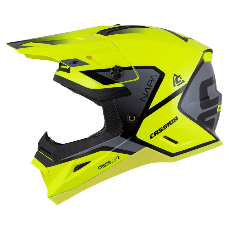 Cassida Cross Cup 2 Napa Fluo Gelb-Schwarz-Grau Perle Kinder-Motocross-Helm