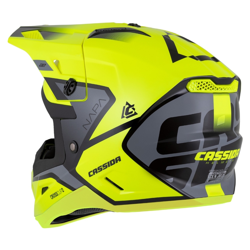 Cassida Cross Cup 2 Napa Fluo Gelb-Schwarz-Grau Perle Kinder-Motocross-Helm
