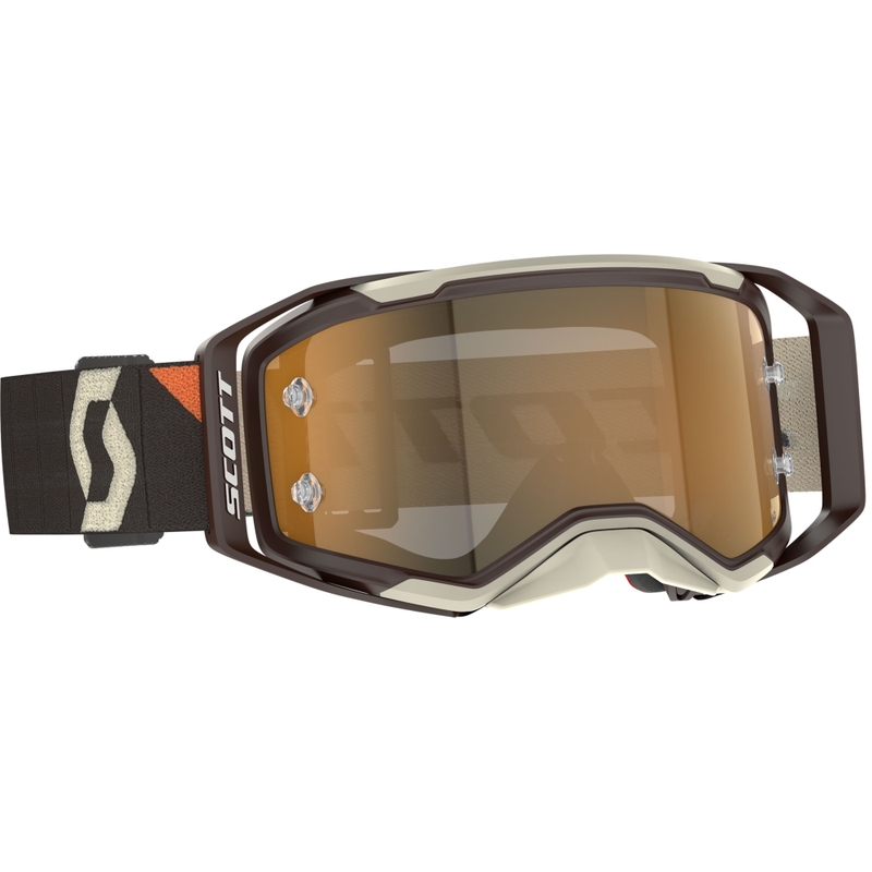 SCOTT Prospect 2.0 AMP Motocross-Brille Dunkelbraun-Beige mit goldenem Plexiglas