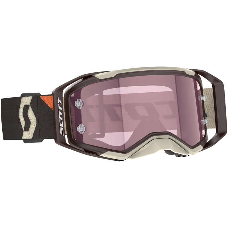 SCOTT Prospect 2.0 AMP Motocross-Brille dunkelbraun-beige mit rosa Plexiglas