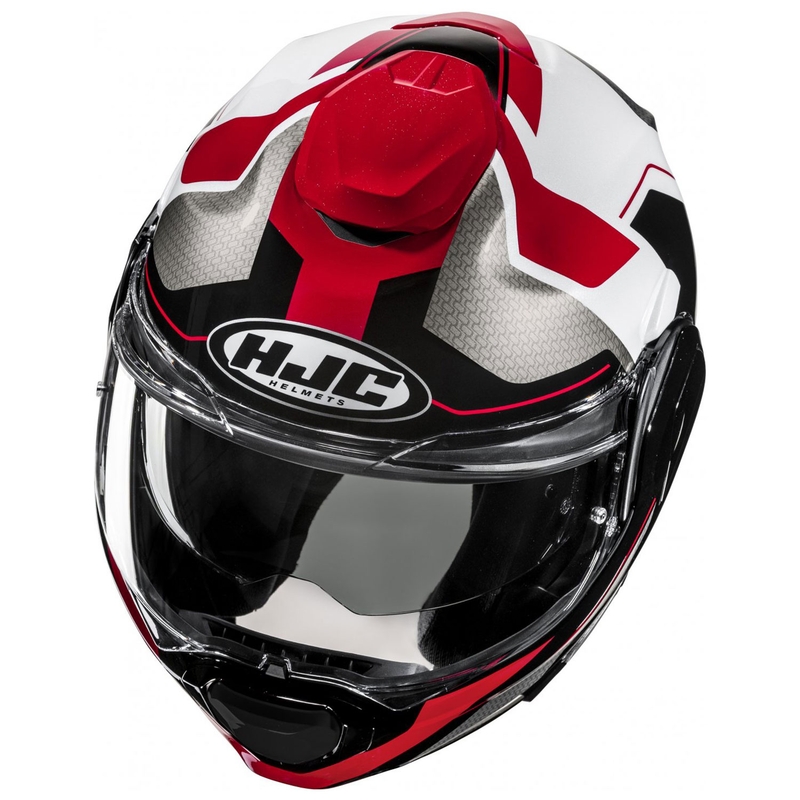 Klappbarer Motorradhelm HJC F100 Bios MC1 grau-schwarz-rot