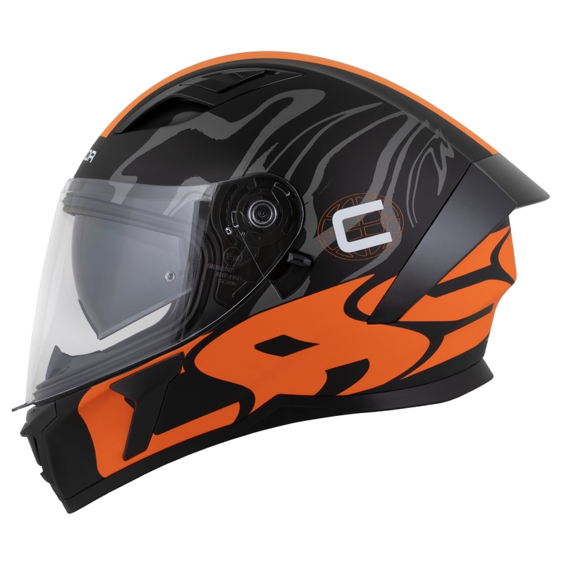 Cassida Orbit Multivers Integralhelm mattschwarz-orange-grau-weiß