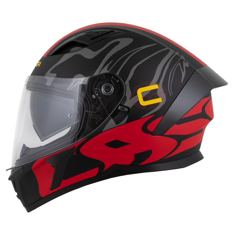 Cassida Orbit Multivers Integralhelm mattschwarz-rot-grau-gelb