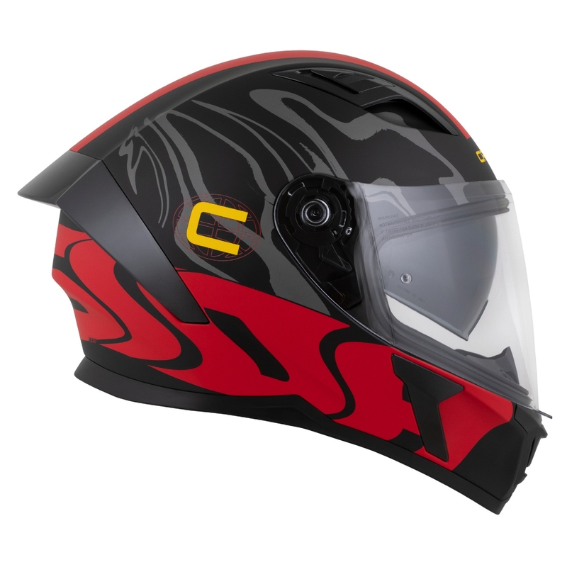 Cassida Orbit Multivers Integralhelm mattschwarz-rot-grau-gelb