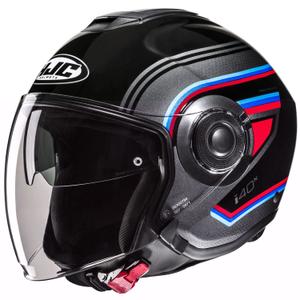 Offener Motorradhelm HJC i40N Linia MC21 schwarz-grau-rot