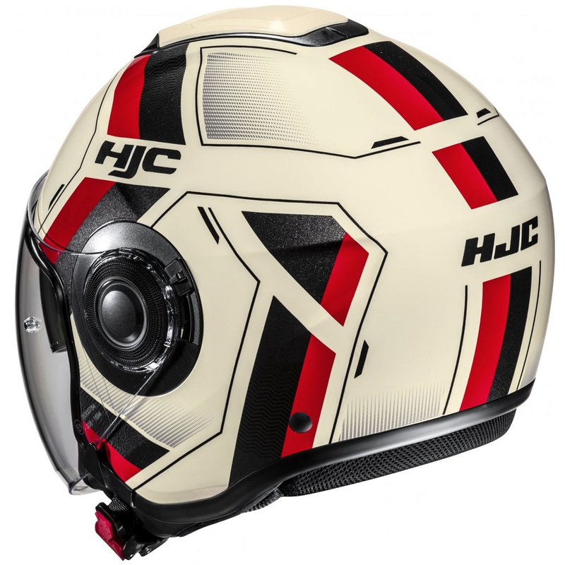 Offener Motorradhelm HJC i40N Velu MC1 beige-schwarz-rot
