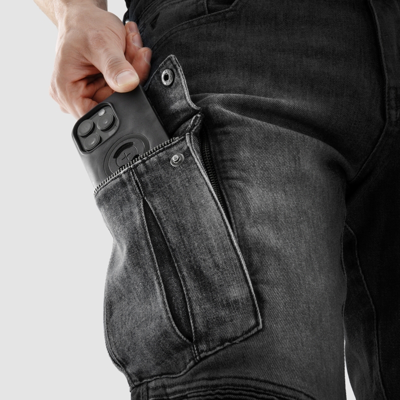 Motorradjeans Rebelhorn Vandal Mono schwarz gewaschen