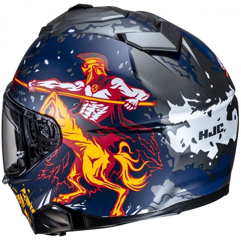 Integrierter Motorradhelm HJC i71 Taurus MC1SF blau-grau-gelb