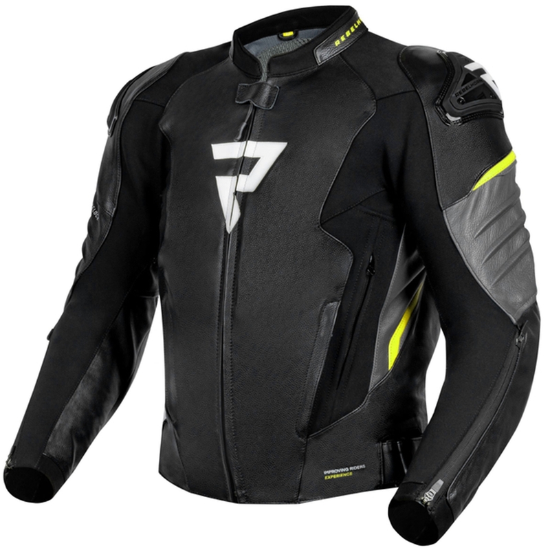 Motorrad-Lederjacke Rebelhorn Veloce schwarz-grau-fluogelb