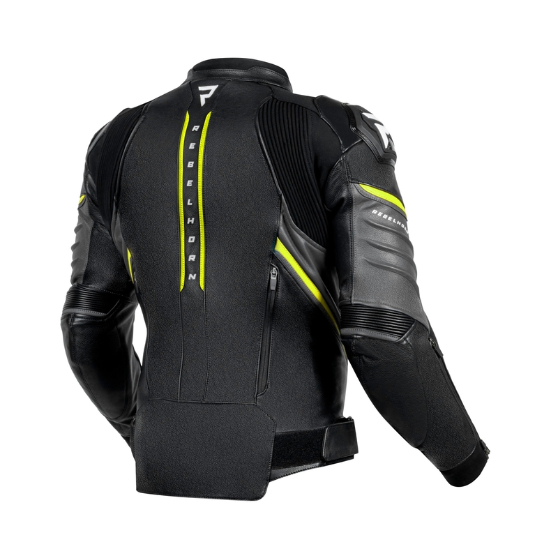 Motorrad-Lederjacke Rebelhorn Veloce schwarz-grau-fluogelb