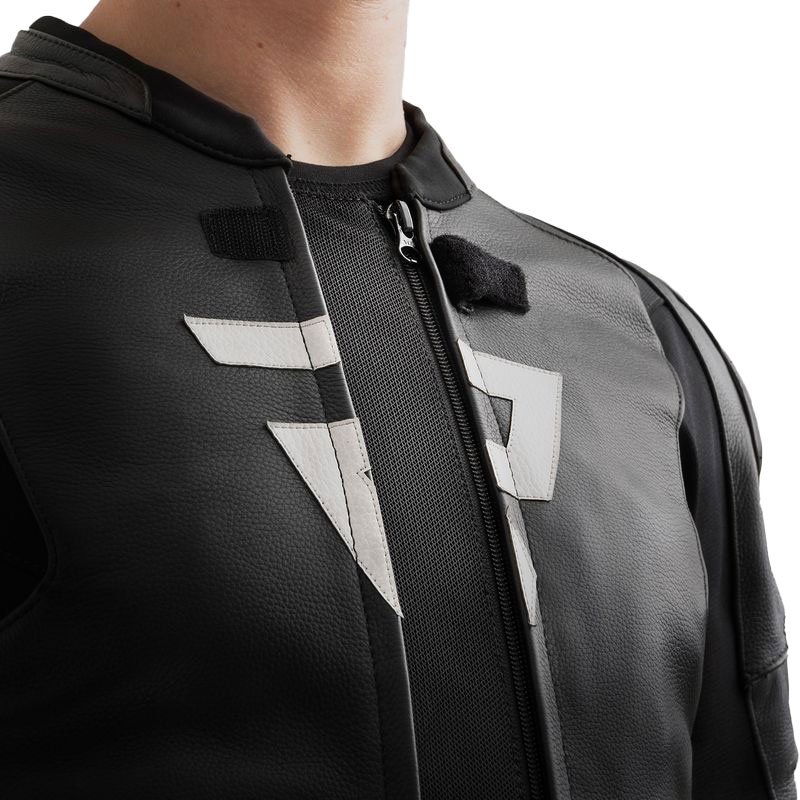 Motorrad-Lederjacke Rebelhorn Veloce schwarz-grau-fluogelb