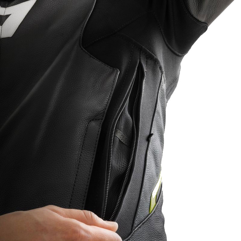Motorrad-Lederjacke Rebelhorn Veloce schwarz-grau-fluogelb