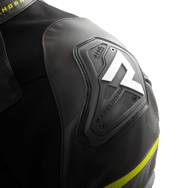 Motorrad-Lederjacke Rebelhorn Veloce schwarz-grau-fluogelb
