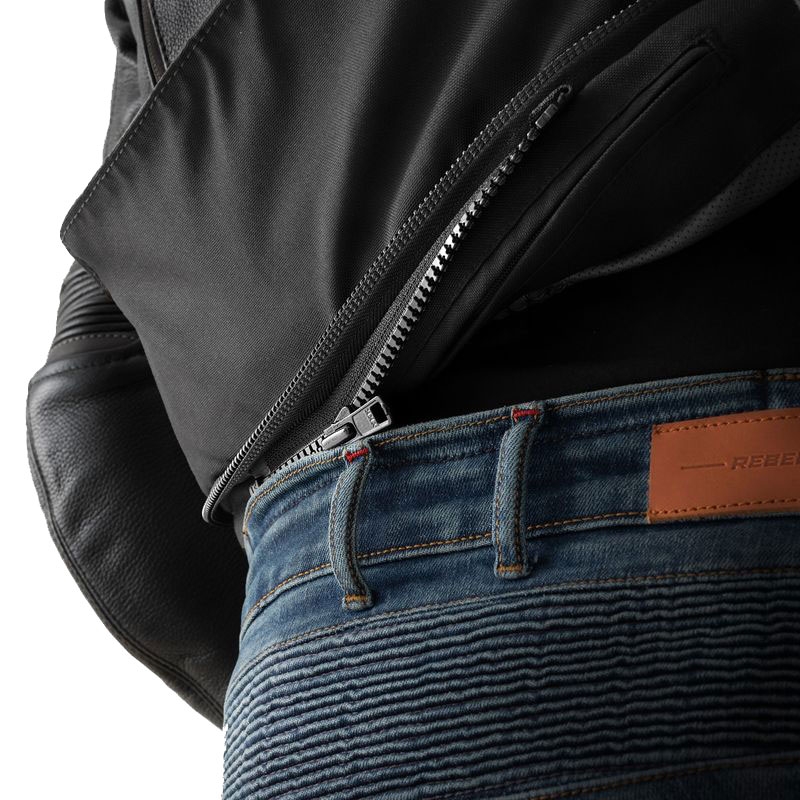Motorrad-Lederjacke Rebelhorn Veloce schwarz-grau-fluogelb