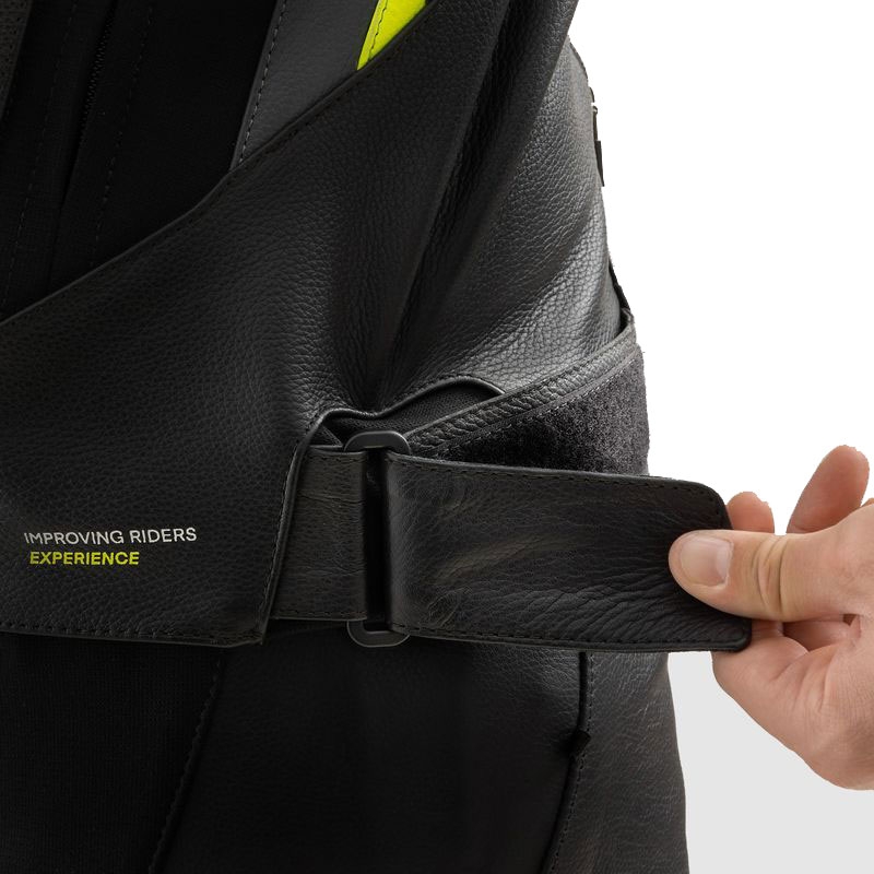 Motorrad-Lederjacke Rebelhorn Veloce schwarz-grau-fluogelb