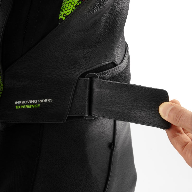 Motorrad-Lederjacke Rebelhorn Veloce schwarz-camogrün-fluorot