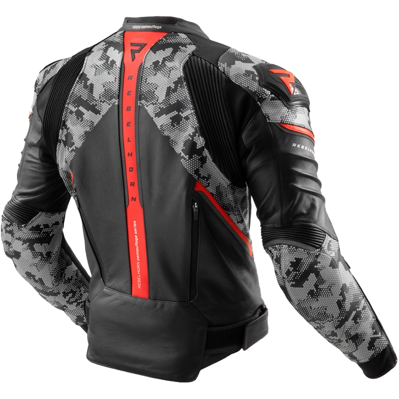Leder-Motorradjacke Rebelhorn Veloce Schwarz-Grau-Fluorot