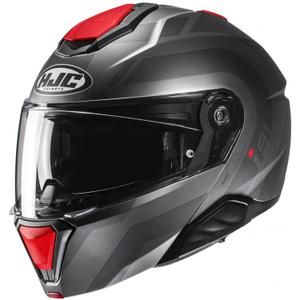 Klappbarer Motorradhelm HJC i91 Arven MC1SF grau-schwarz-rot