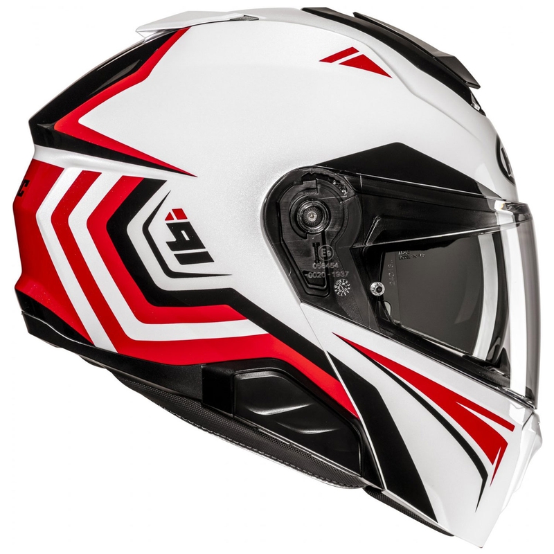 Klappbarer Motorradhelm HJC i91 Tricus MC1 weiß-schwarz-rot