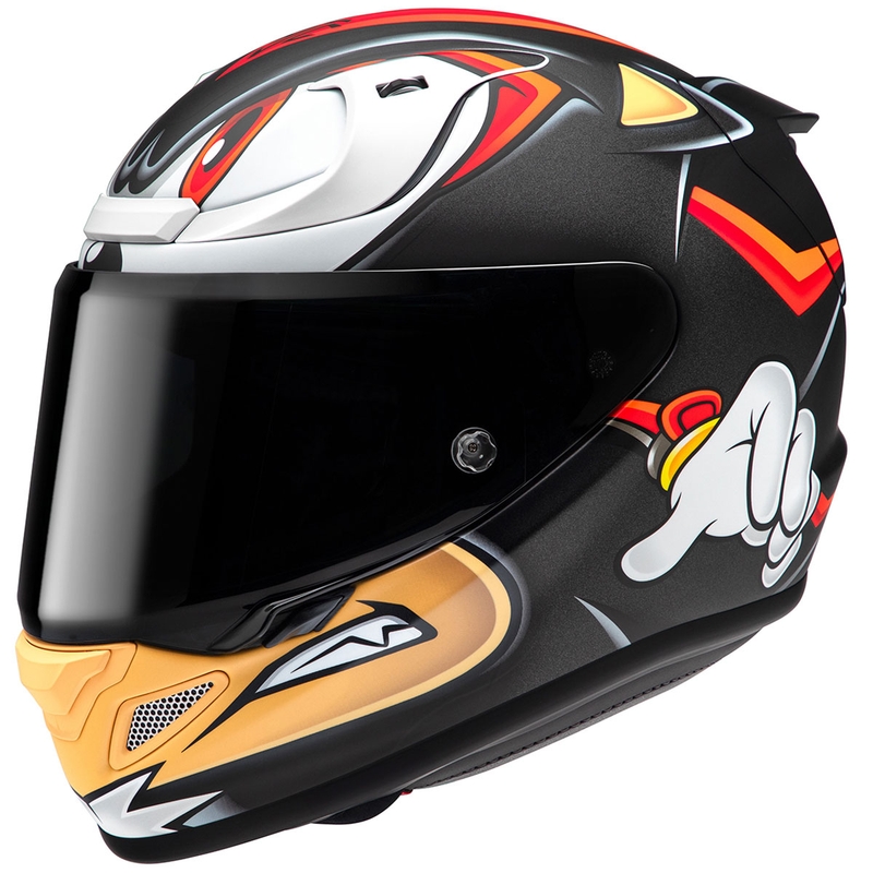 HJC RPHA 12 Shadow The Hedgehog MC1SF Integral-Motorradhelm Schwarz-Rot-Orange Ausverkauf