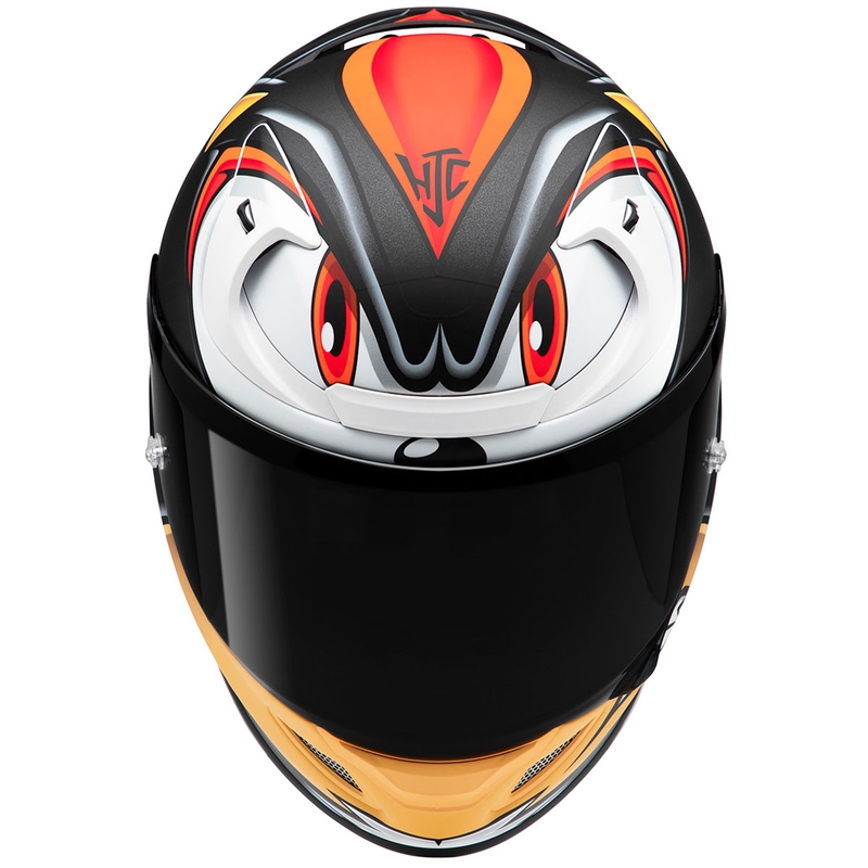 HJC RPHA 12 Shadow The Hedgehog MC1SF Integral-Motorradhelm Schwarz-Rot-Orange Ausverkauf