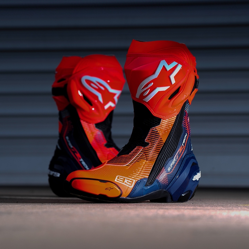 Motorradstiefel Alpinestars Supertech R Vented Limited Edition MM93 Marc Marquez Fluo Rot-Blau-Schwarz