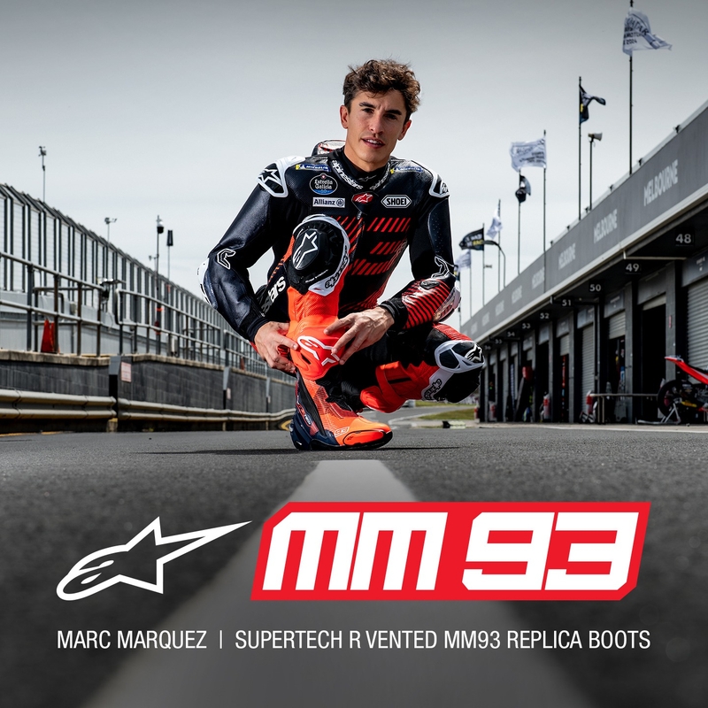 Motorradstiefel Alpinestars Supertech R Vented Limited Edition MM93 Marc Marquez Fluo Rot-Blau-Schwarz