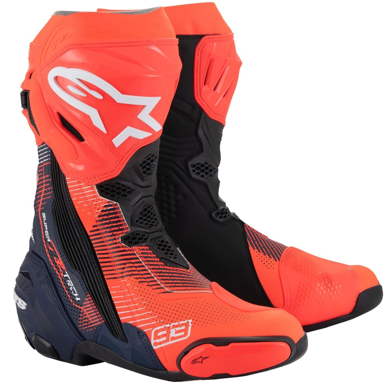 Motorradstiefel Alpinestars Supertech R Vented Limited Edition MM93 Marc Marquez Fluo Rot-Blau-Schwarz
