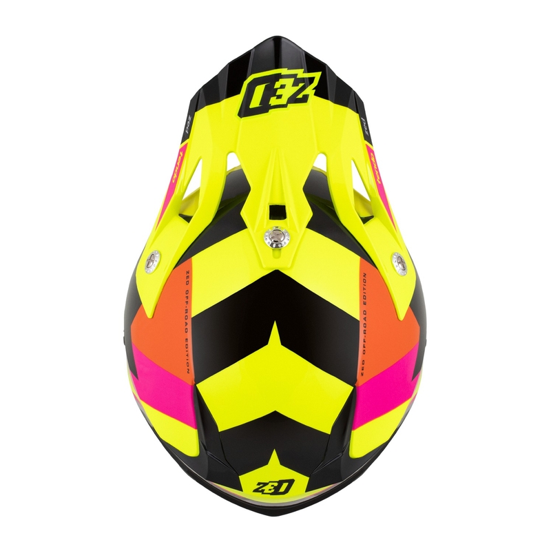 Motocross-Helm ZED X1.9 Tendo fluo gelb-rosa-orange-schwarz