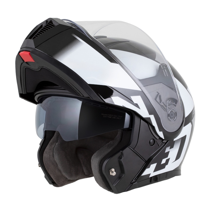 Klappbarer Motorradhelm ZED F19 schwarz-weiß-grau