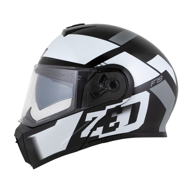 Klappbarer Motorradhelm ZED F19 schwarz-weiß-grau