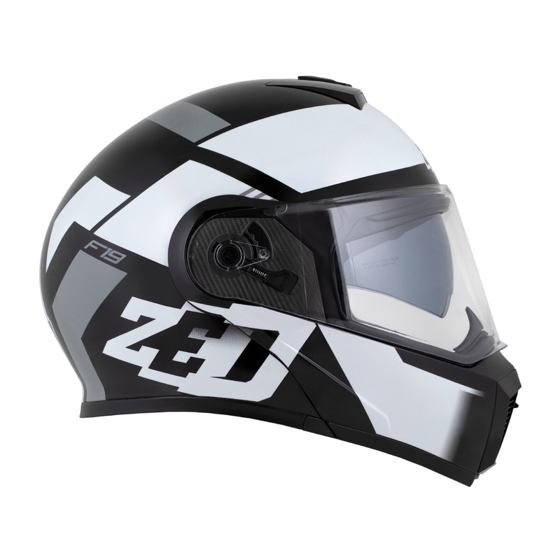 Klappbarer Motorradhelm ZED F19 schwarz-weiß-grau