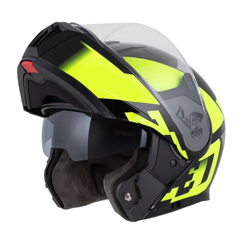 Klappbarer Motorradhelm ZED F19 Schwarz-Fluogelb