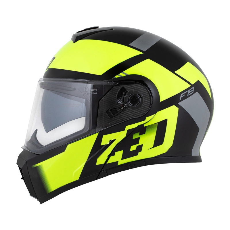 Klappbarer Motorradhelm ZED F19 Schwarz-Fluogelb