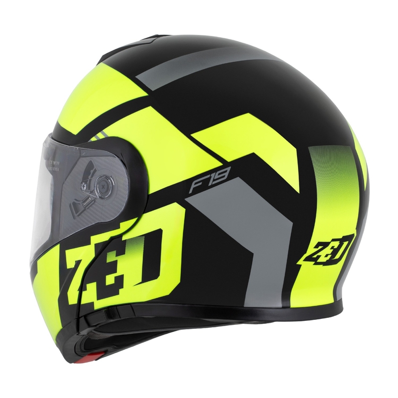 Klappbarer Motorradhelm ZED F19 Schwarz-Fluogelb