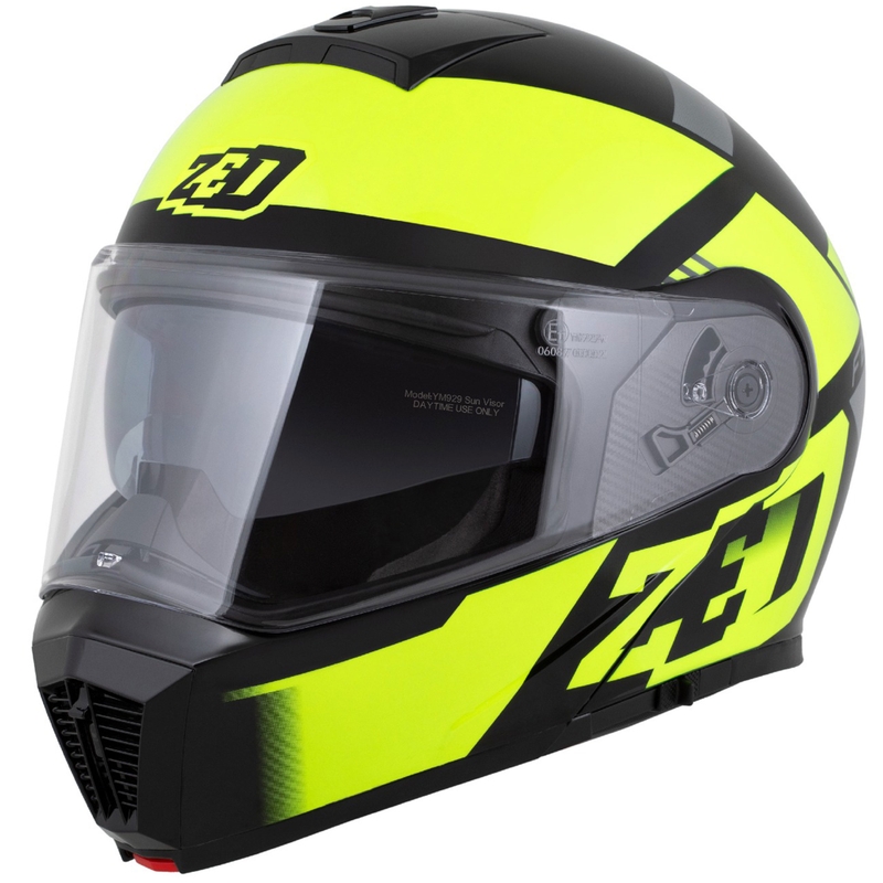 Klappbarer Motorradhelm ZED F19 Schwarz-Fluogelb