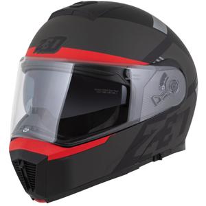 Klappbarer Motorradhelm ZED F19 mattschwarz-fluorot-grau