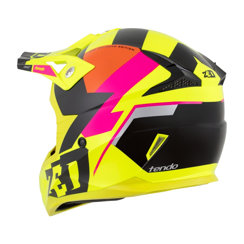 Kinder-Motocross-Helm ZED X1.9 Tendo fluo gelb-rosa-orange-schwarz