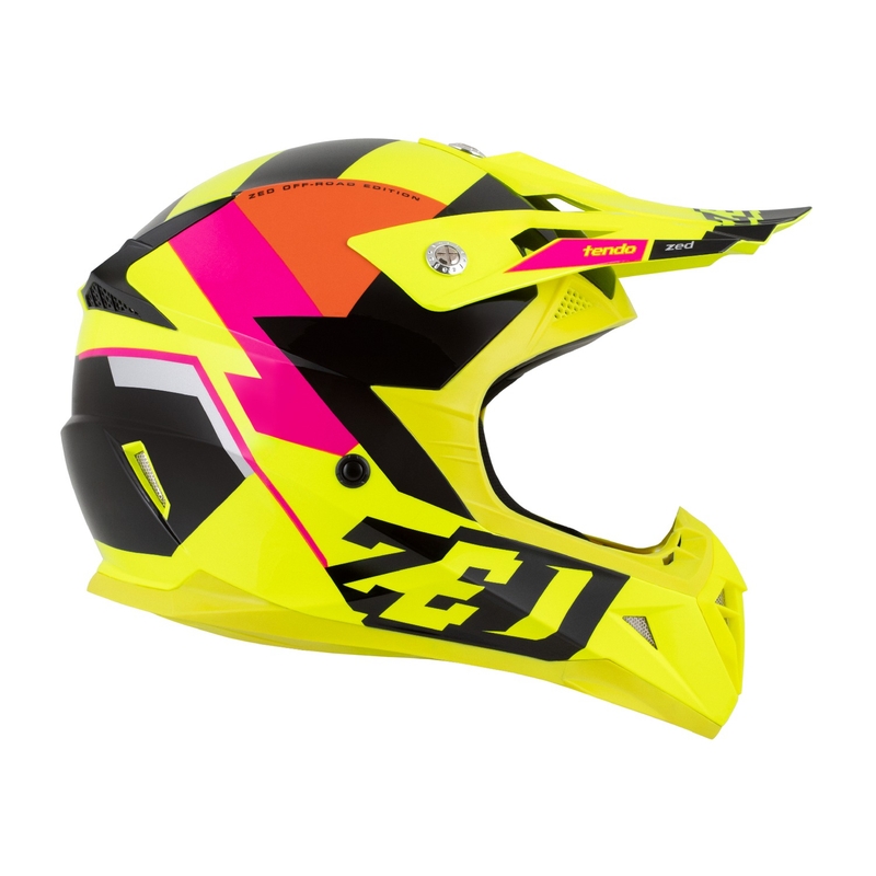 Kinder-Motocross-Helm ZED X1.9 Tendo fluo gelb-rosa-orange-schwarz