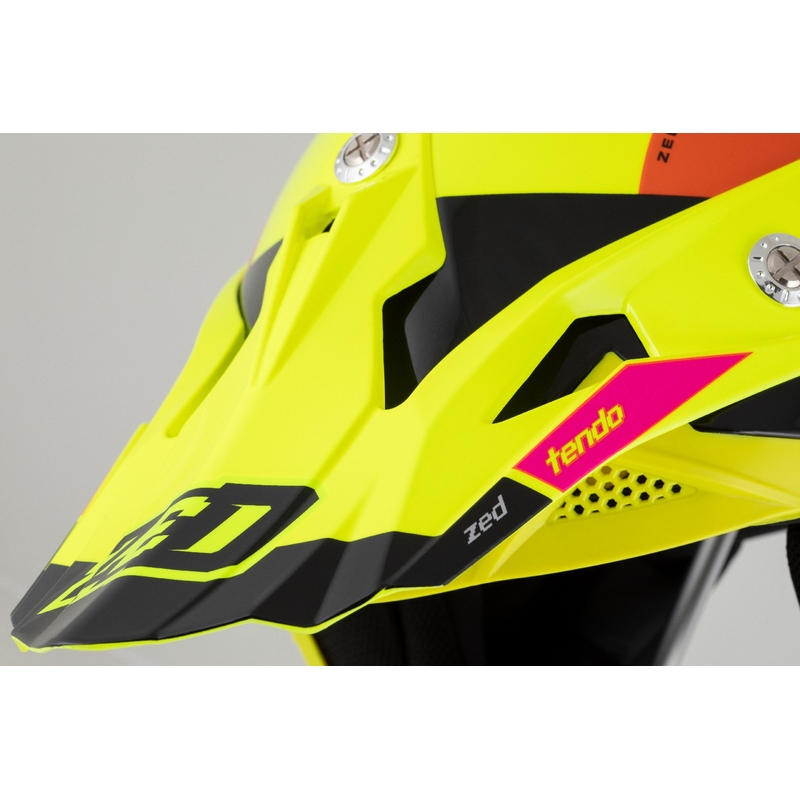 Kinder-Motocross-Helm ZED X1.9 Tendo fluo gelb-rosa-orange-schwarz